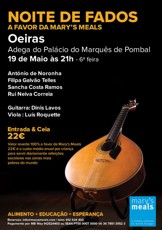 Noite de Fado a favor da Mary's Meals na Adega do Palácio Marquês de Pombal, em Oeiras