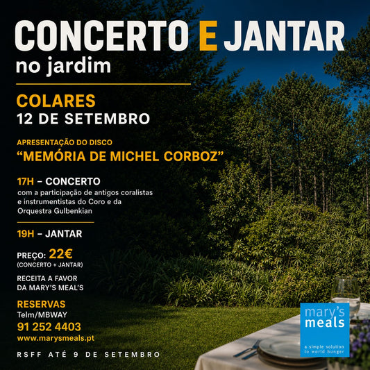 CONCERTO E JANTAR NO JARDIM- DIA 12 DE SETEMBRO DE 2026
